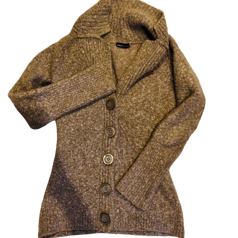 {MODA International} Button Sweater (Light Brown)